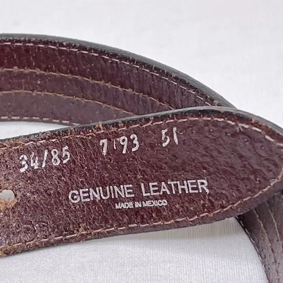 Vintage Aztec design handmade leather belt, men’s size 32-33 waist - Picture 4 of 6